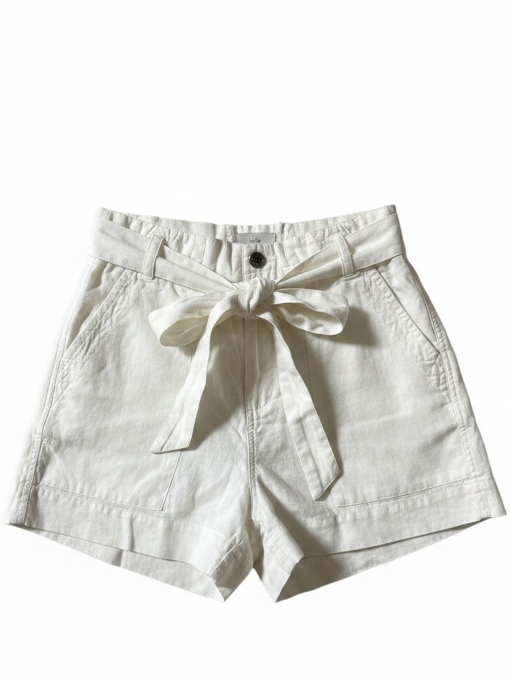 Joie 100% Linen Ivory Tie Waist Paperbag Shorts Size 6